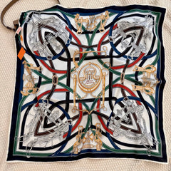 Pañuelo cuadrado con estampado de arnés ecuestre - 90 x 90 cm