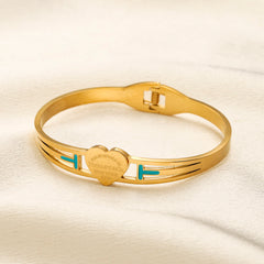 304 Stainless Steel Turquoise Band Heart Bangle Bracelet