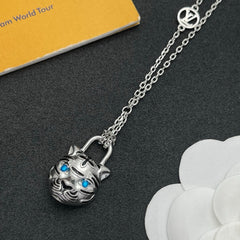 Pave Floral Pendant Station Necklace
