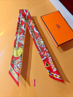 Colorful Belt & Buckle Ribbon Scarf - 5 x 120 cm