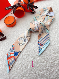 Foulard bandeau imprimé équestre - 5 x 120 cm