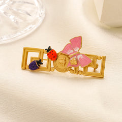 Bow & Colorful Charm Bar Brooch