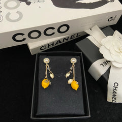Lemon Charm Chain Drop Earrings