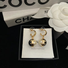 Polished Ball Charm Hoop Earrings