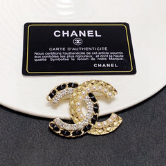 Black & White Stone Emblem Brooch