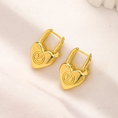 Pendientes Huggie de Acero Inoxidable 304 con Candado de Corazón