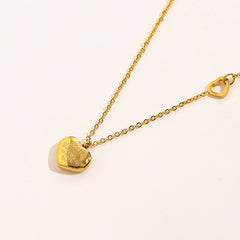 304 Stainless Steel Double Heart Pendant Necklace