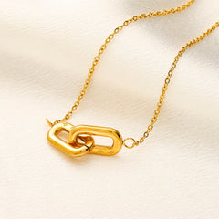 Collier avec pendentif ovale bicolore entrelacé en acier inoxydable 304