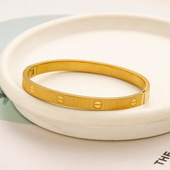 Bracelet jonc en acier inoxydable 304 à motif de vis finement strié
