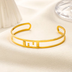304 Stainless Steel Openwork Letter Bangle Bracelet
