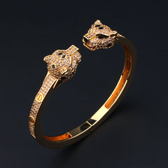 Pulseira rígida dupla Pave Panther