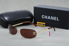 Slim Oval Sunglasses with Metal Rims