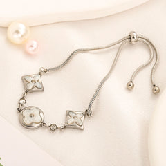Bracelet chaîne en acier inoxydable 304 à motif floral