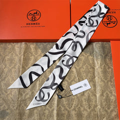 Oversized Interlocking-C Ribbon Scarf - 5 x 120 cm