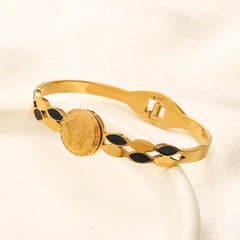 304 Stainless Steel Color-Inlay Link Medallion Bracelet
