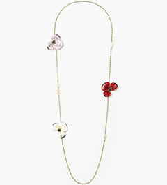Layered Floral Necklace with Pearl-Look Tassels