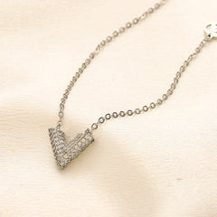 Copper Pave V Pendant Necklace