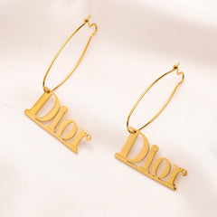 304 Stainless Steel Long Letter Drop Earrings