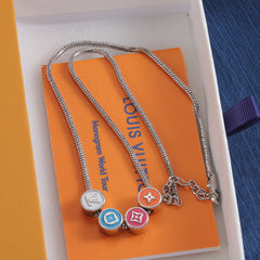 Multicolor Round Monogram Necklace