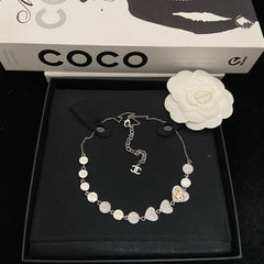 White Disc & Oval Station Necklace