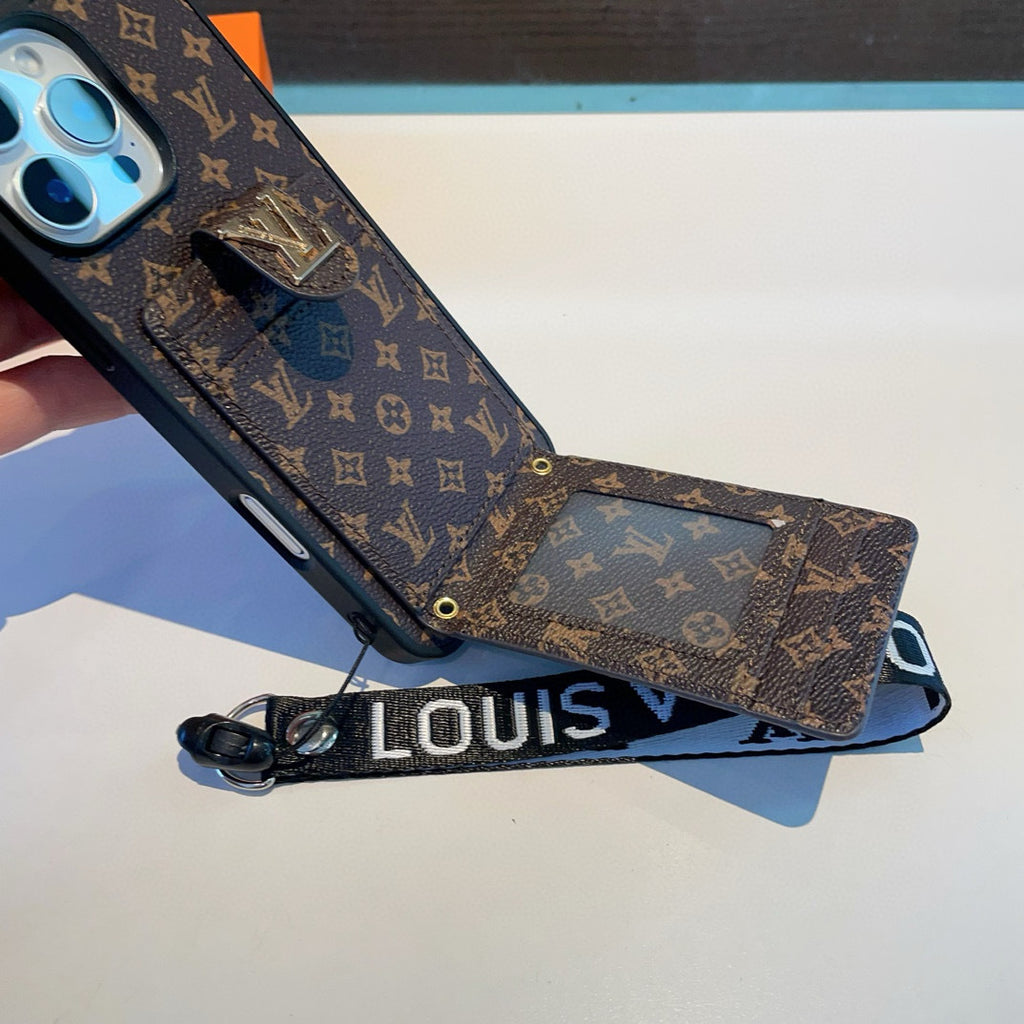 Monogram Phone Case with Strap and Card Pocket