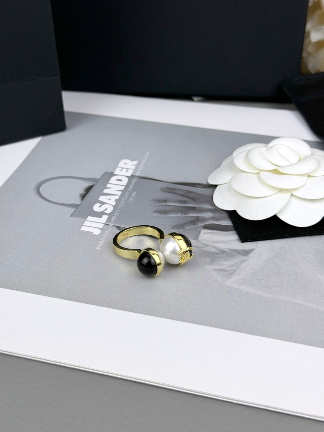 Open Ring with Contrasting Bead Ends