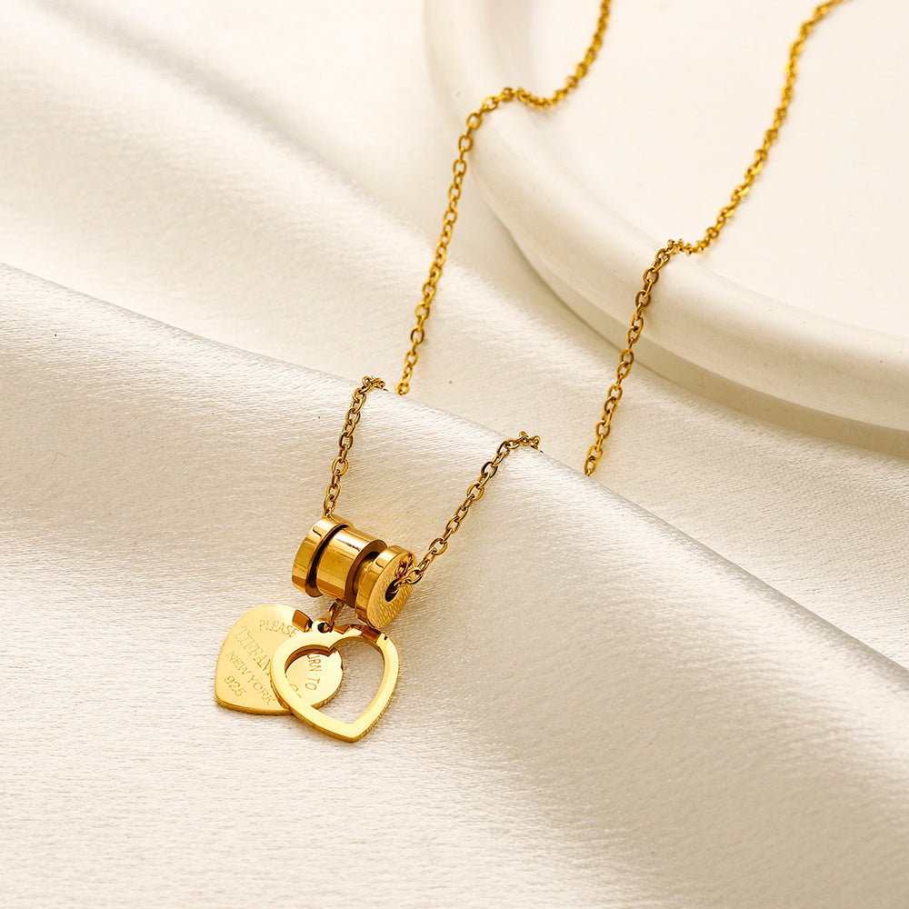 304 Stainless Steel Barrel & Heart Pendant Necklace