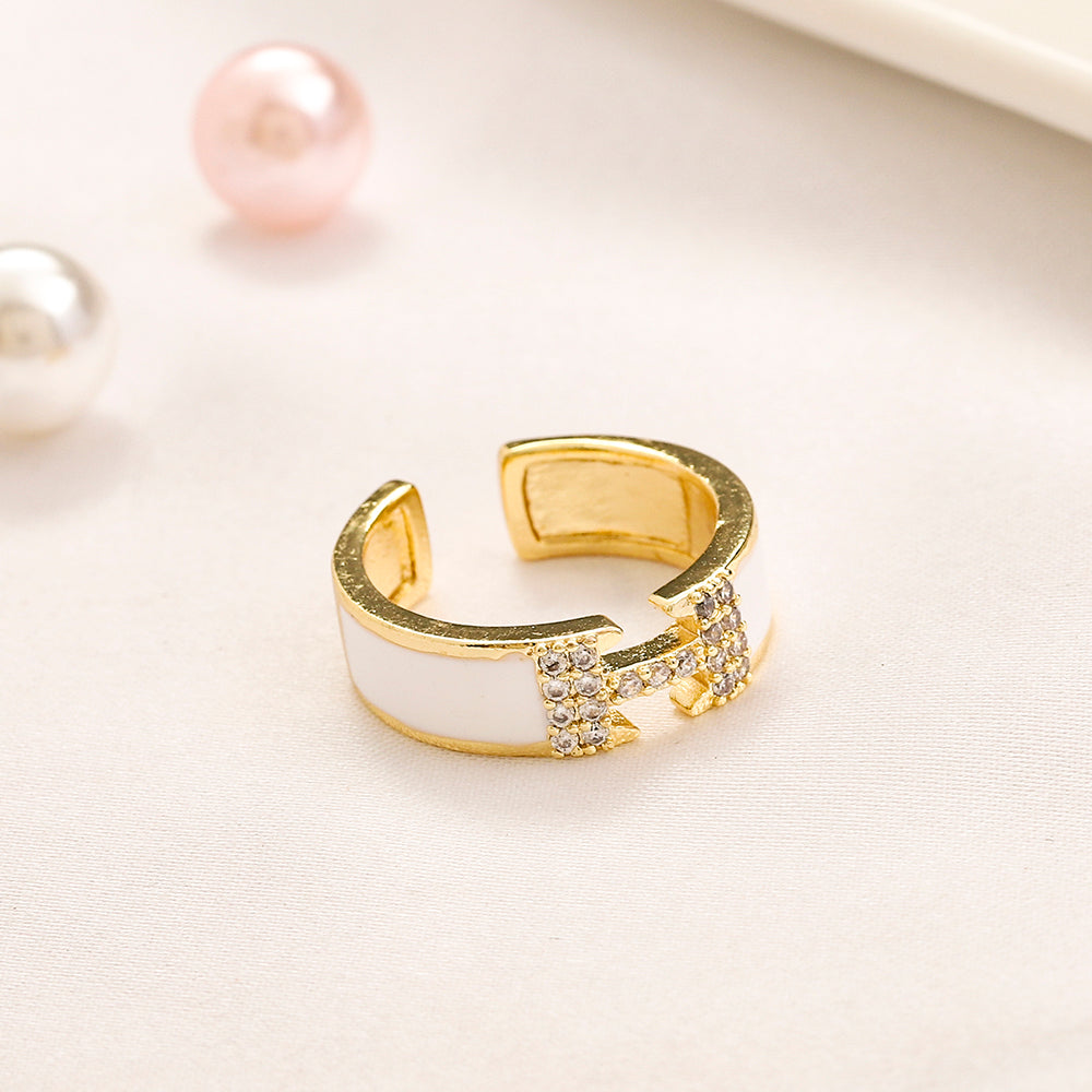 Color-Inlay H-Motif Open Ring
