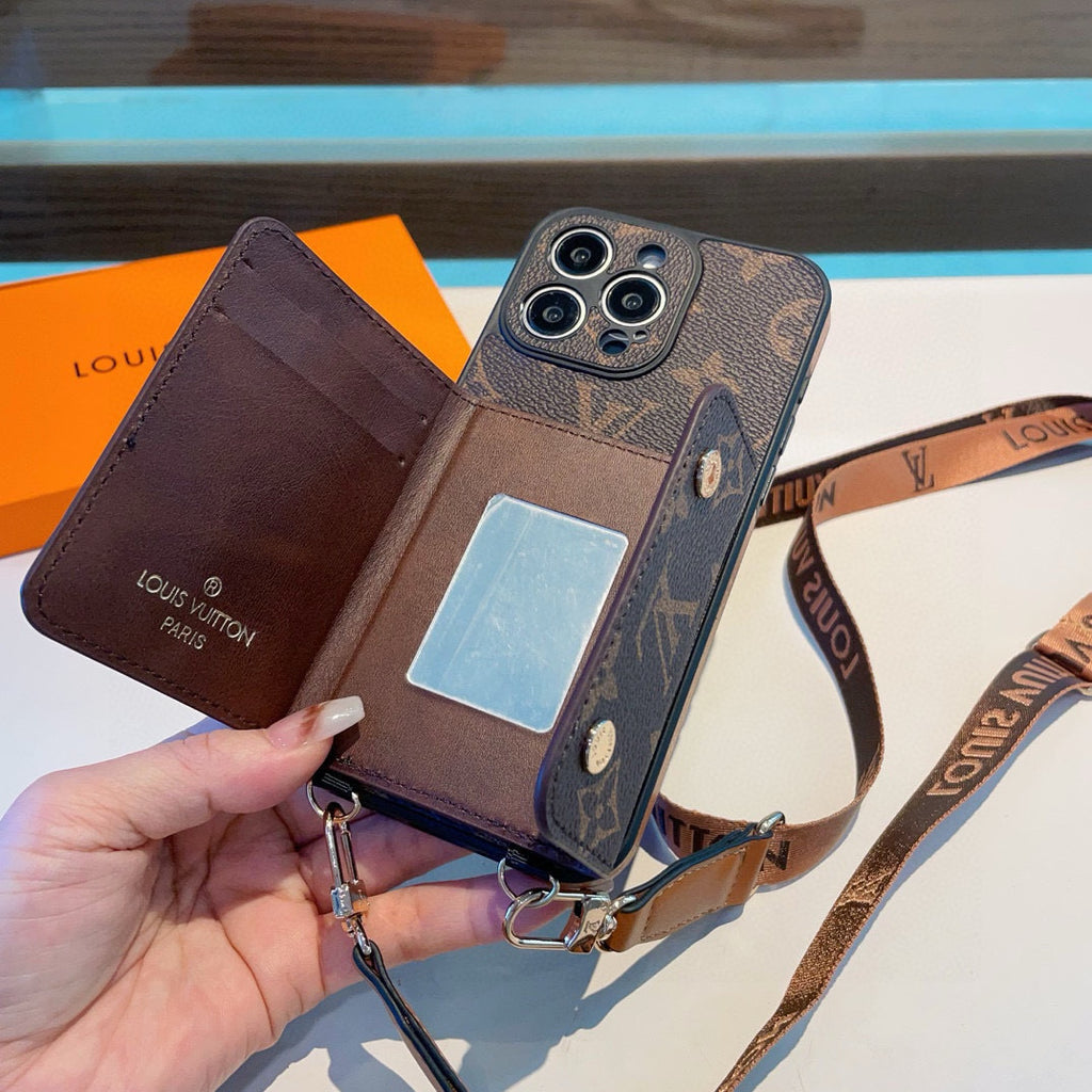 Monogram Phone Case with Snap Card Pocket and Strap