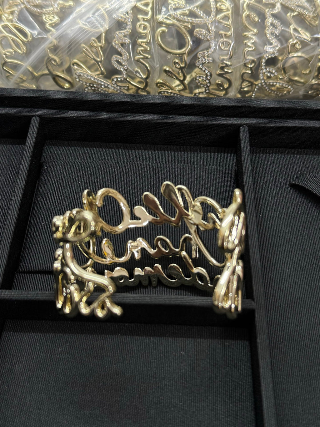 Openwork Script Lettering Cuff Bracelet