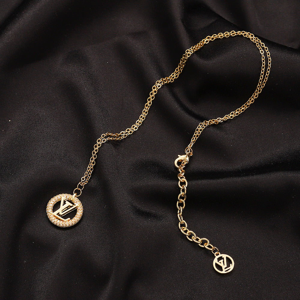 Kupfer Zirkonium Echt Vergoldet Ohrringe Armband Halskette Set