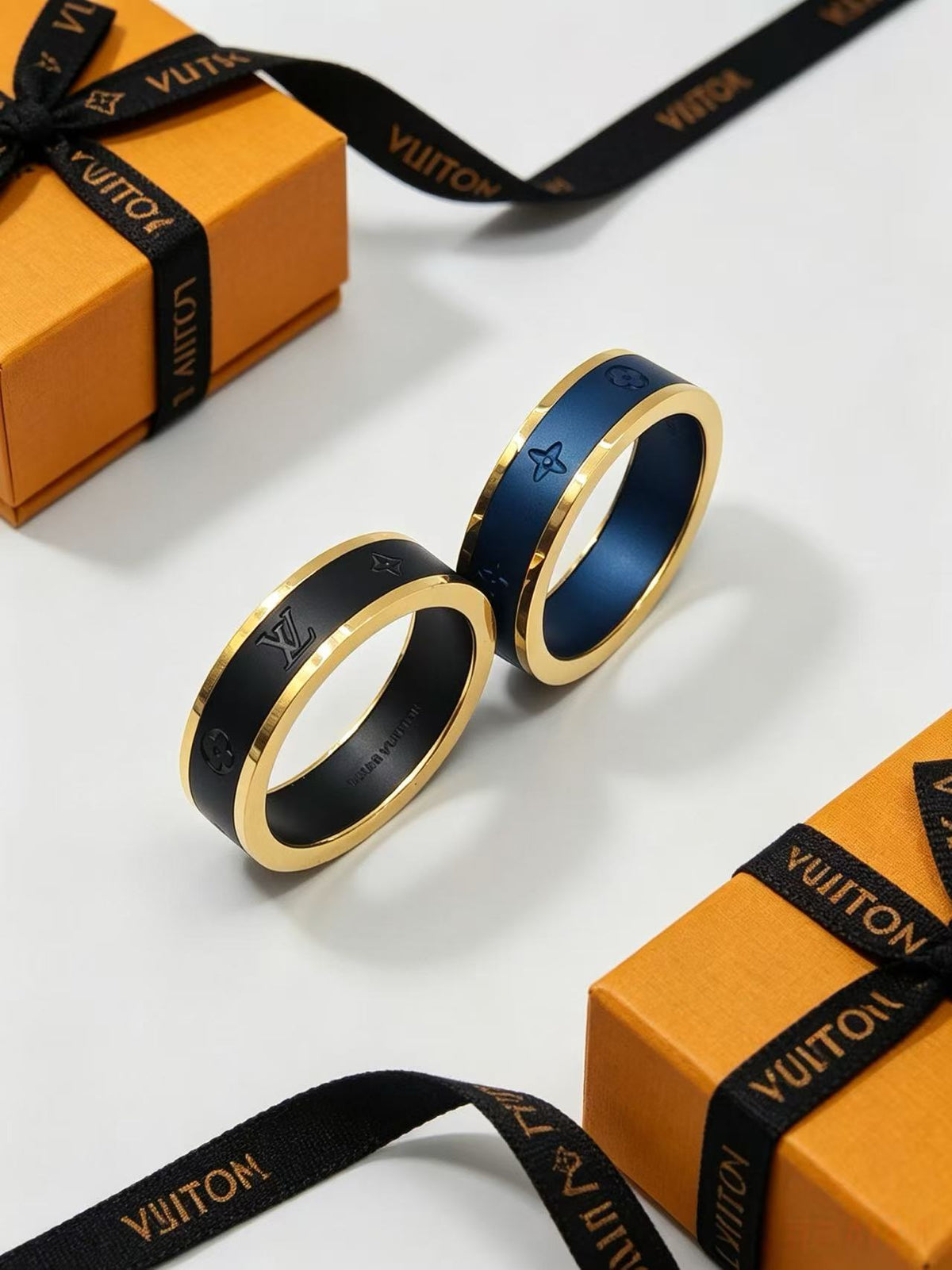 Two-Tone Monogram Band Ring - Sizes 6–11