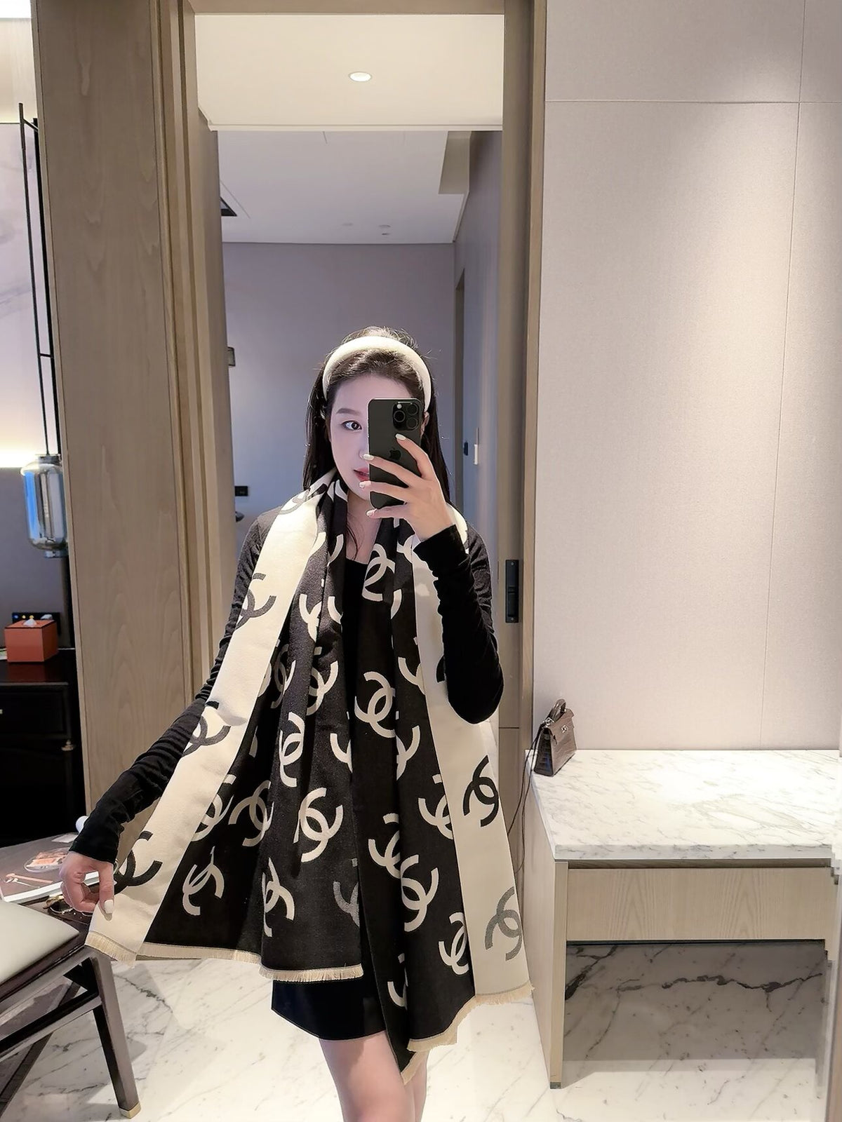 Large Interlocking-C Colorblock Scarf