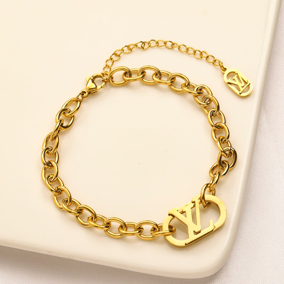 304 Stainless Steel Monogram Chain Earrings, Bracelet & Necklace Collection