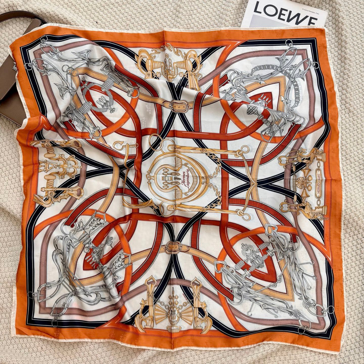 Belt & Buckle Print Square Scarf - 90 x 90 cm