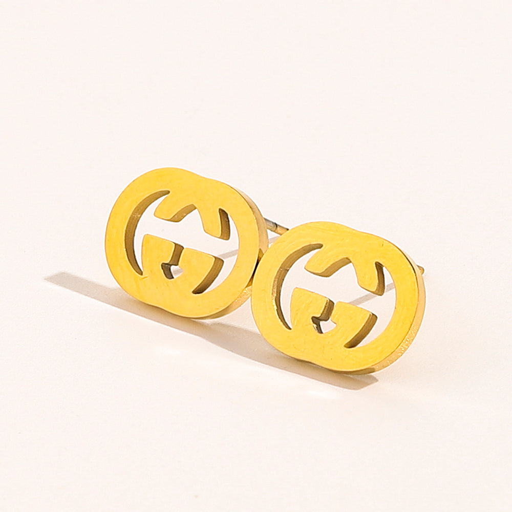 304 Stainless Steel Polished Double-G Earrings & Necklace Collection