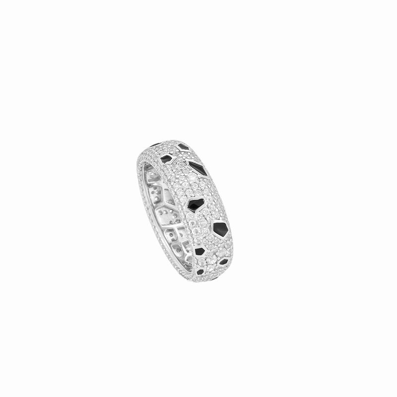 Silver-Tone Pave Spotted Band Ring