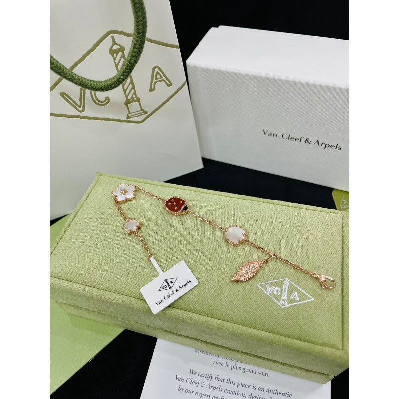 Ladybug & Flower Chain Bracelet