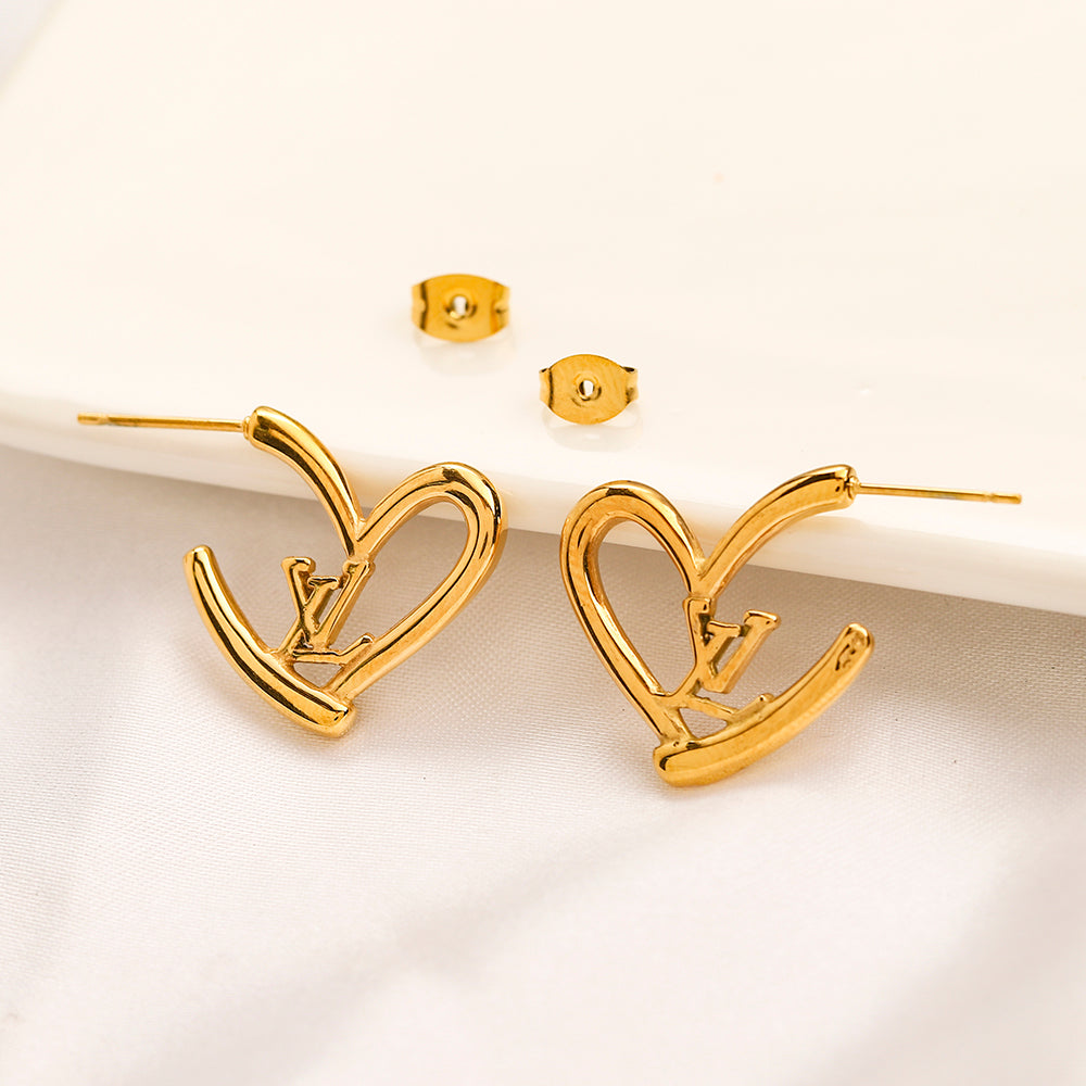 304 Stainless Steel Heart-Motif Earrings, Bracelet & Necklace Collection