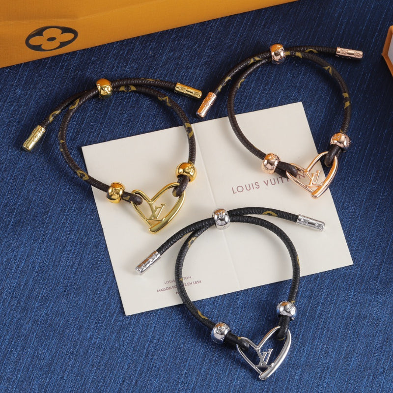 Adjustable Cord Monogram Charm Bracelet