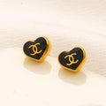 Pendientes de botón de corazón de colores de acero inoxidable 304