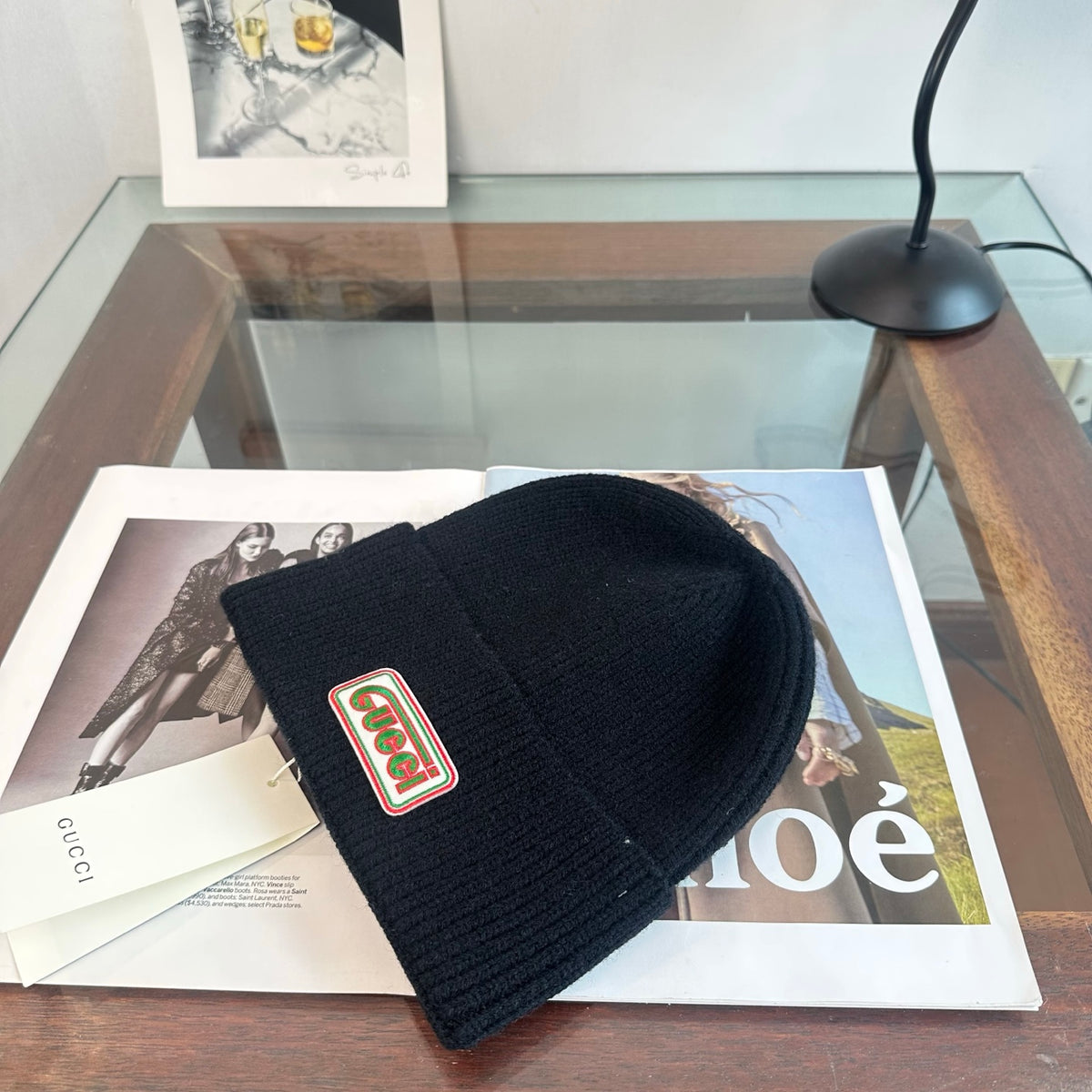 Ribbed Cuffed Beanie with Lettered Patch