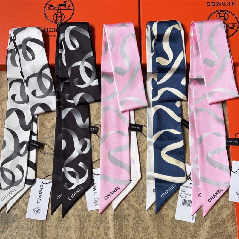 Oversized Interlocking-C Ribbon Scarf - 5 x 120 cm