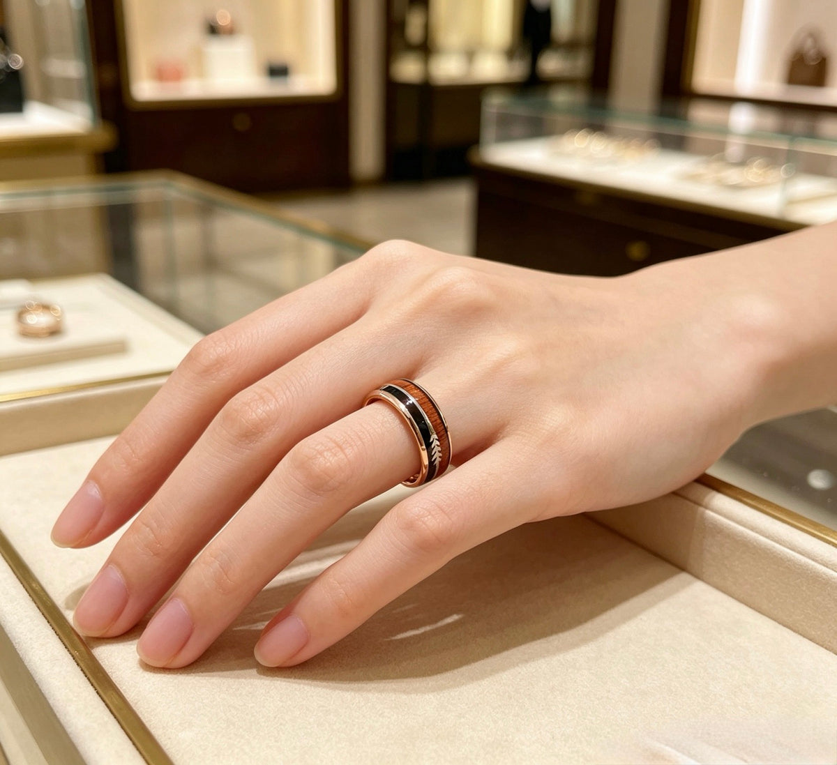 Color-Inlay Lettered Multi-Band Ring