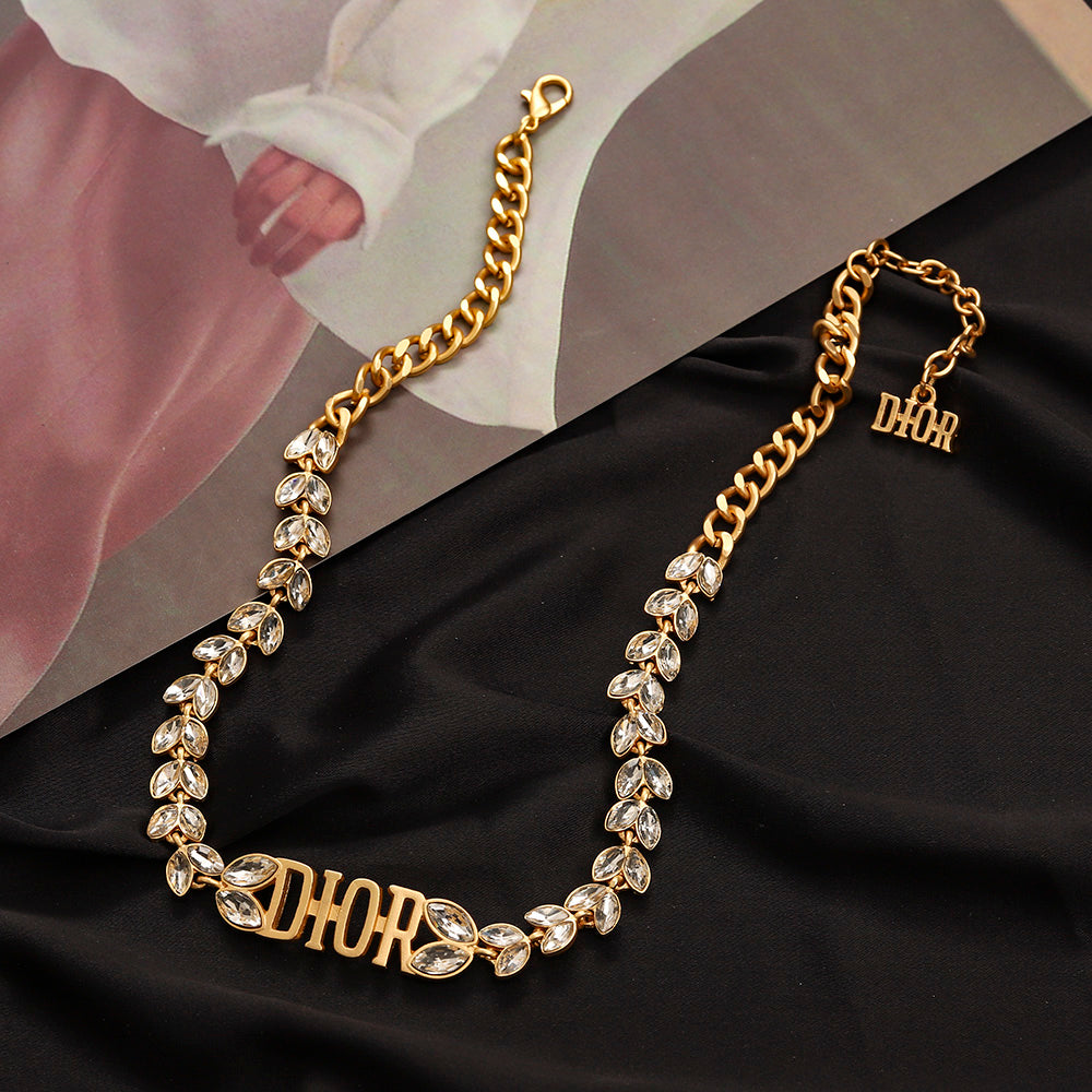 Alloy Leaf-Link Lettering Bracelet & Necklace - Individual or Set