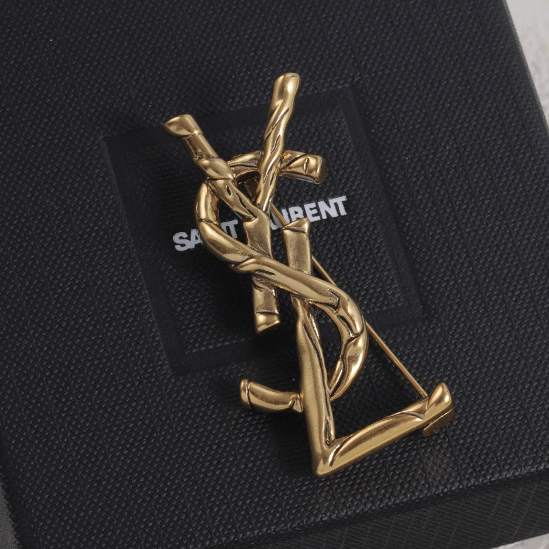 Twisted Letter Emblem Brooch