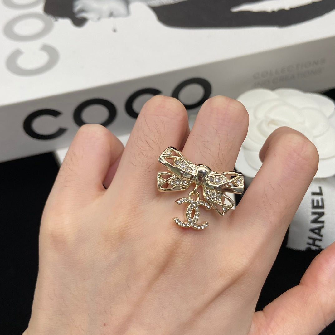 Bow Statement Ring with Bead Accents