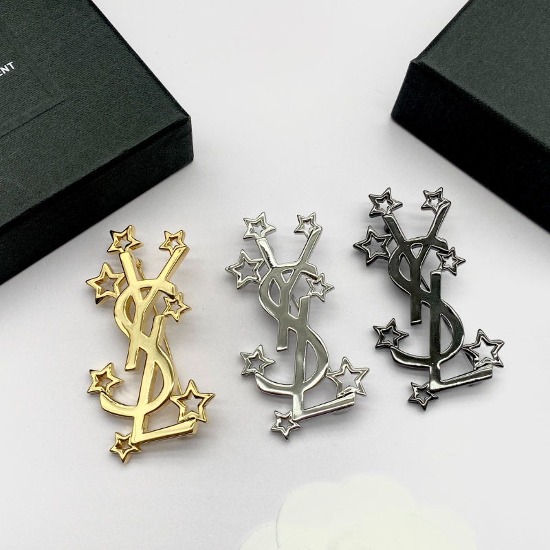 Star-Accent Stacked Letter Brooch