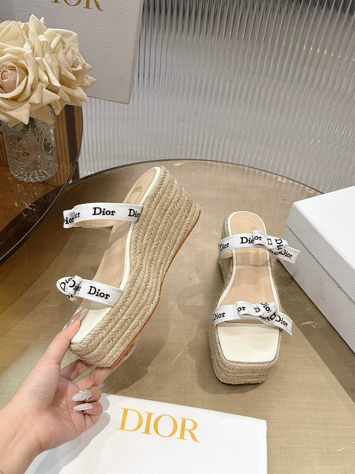 Lettered Strap Platform Sandals