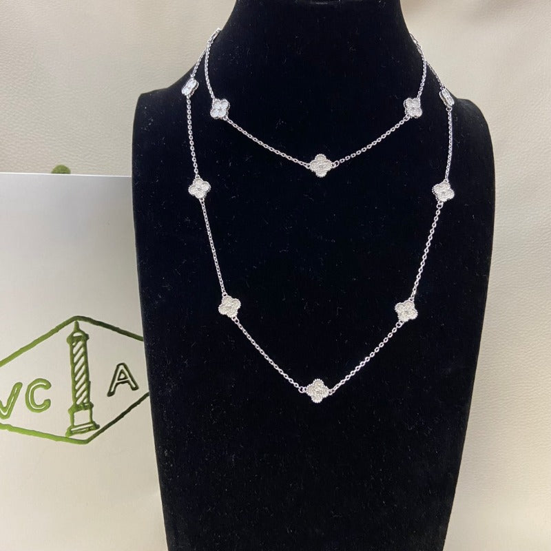 Paperclip & Floral Station Necklace